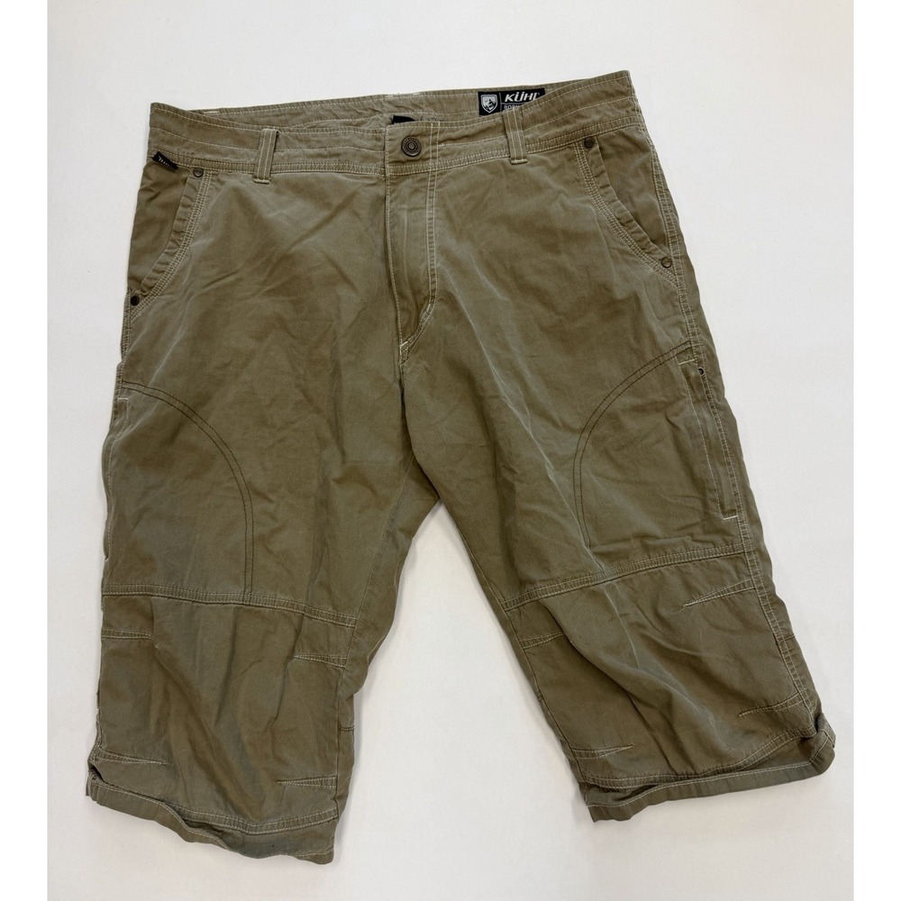 Kuhl Crag Series 10" Shorts Mens 36 Khaki Patina Dye Hiking Cargo Outdoor
